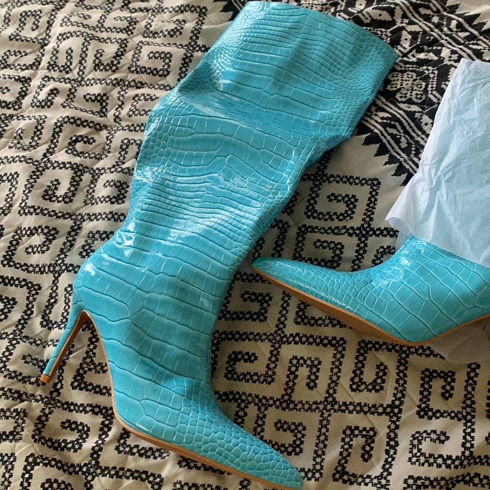 Blue croc boots